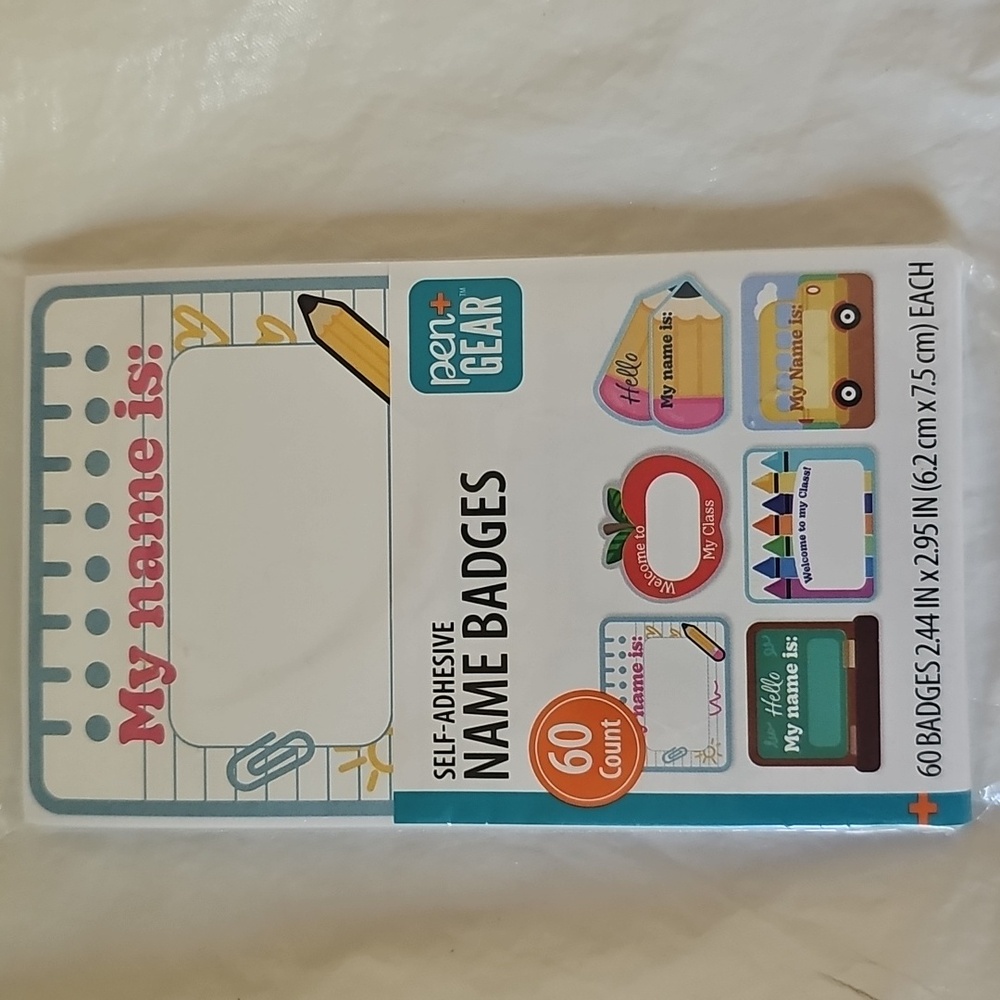 Pen+Gear Self-Adhesive Name Badge Labels, 2.44" x 2.95", 60-Count, Easy Peel & S